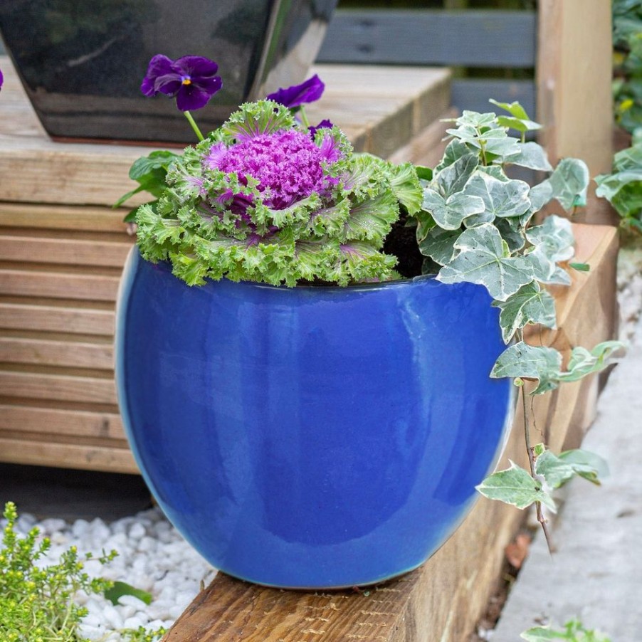 Homebase Plant Pots | Chiswick Moon Plant Pot - Blue - 35Cm