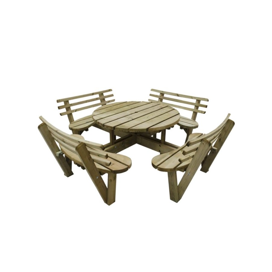 Homebase Garden Tables | Forest Circular Picnic Table With Seat Backs