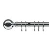 Homebase Curtain Poles & Tracks | Chrome Metal Curtain Pole With Ball Finial - 240Cm (Dia 28Mm)