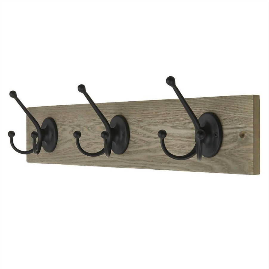 Homebase Hallway Furniture | 3 Tri Oval Black Hook On Xl Rustic Board