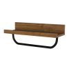 Homebase Bathroom Shelving | Bathroom Wall Shelf & Hanging Towel Rail - Mango Oak & Black