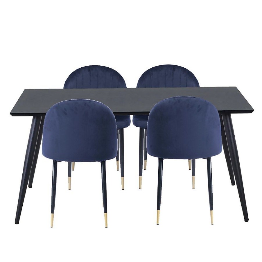 Homebase Dining Room Furniture | Illona Dining Table And 4 Chairs - Navy