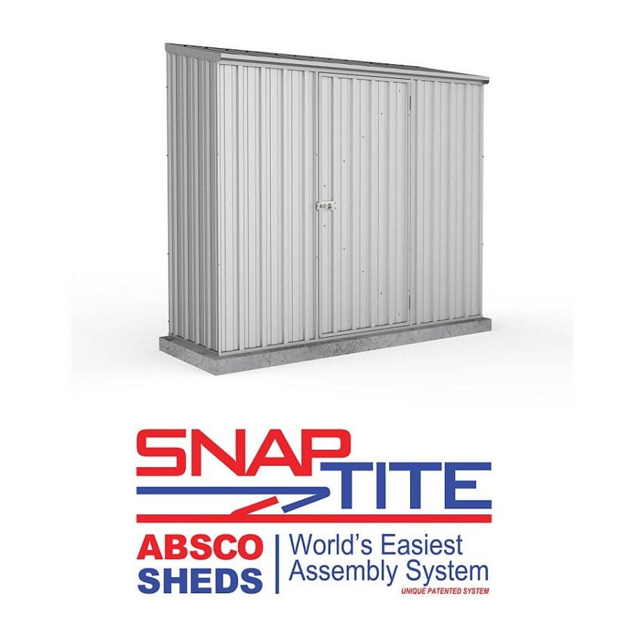 Homebase Garden Sheds | Absco 7.5 X 3Ft Space Saver Metal Pent Shed - Zinc