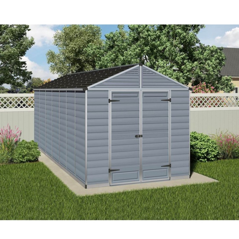 Homebase Garden Sheds | 8X16Ft Palram Skylight Dark Grey Apex Shed