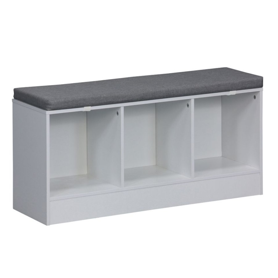 Homebase Hallway Furniture | Trent Hallway Storage Bench - White & Grey