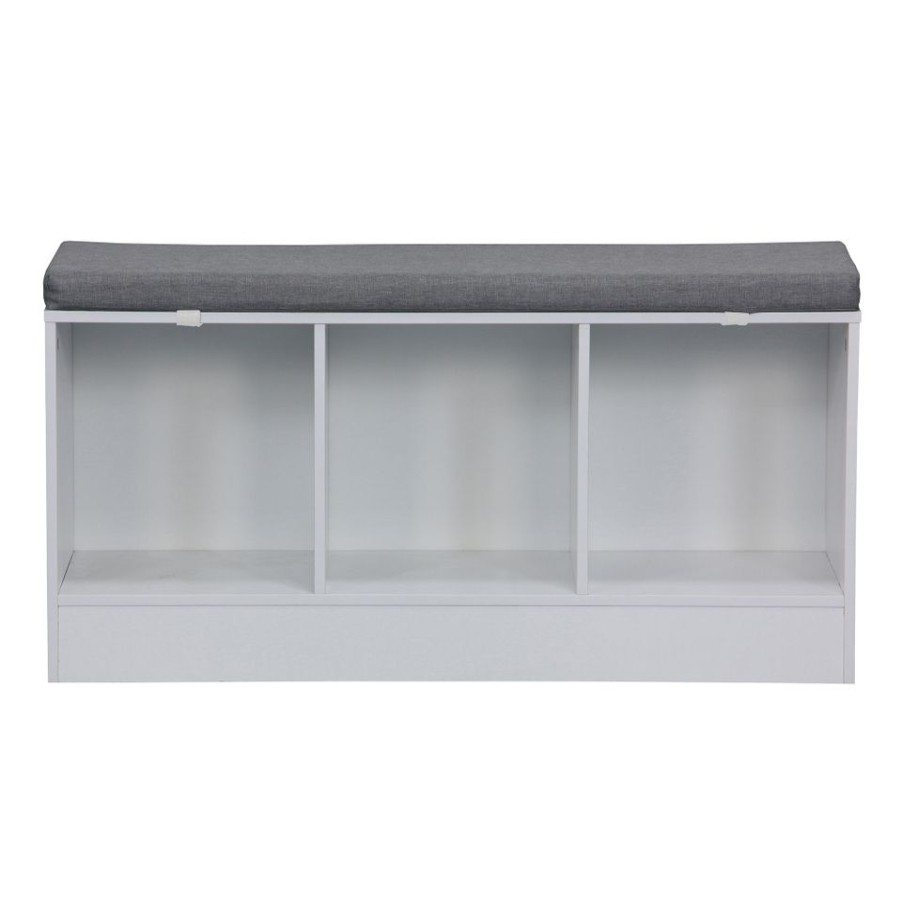 Homebase Hallway Furniture | Trent Hallway Storage Bench - White & Grey