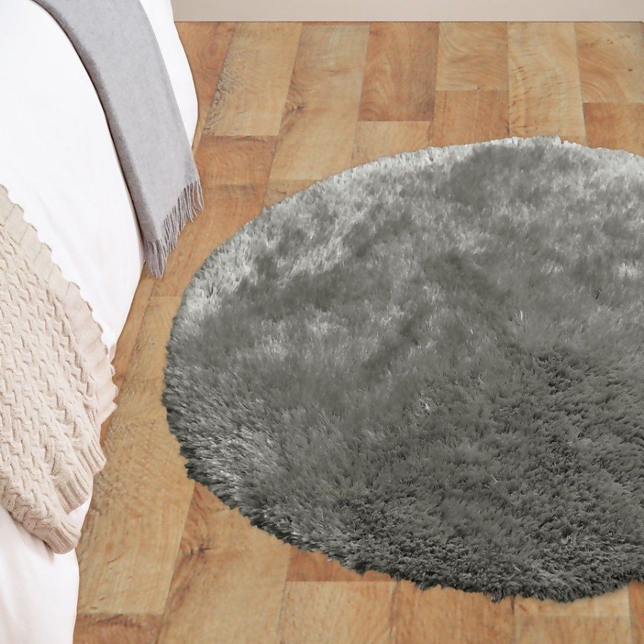 Homebase Rugs | Soft Washable Circle Rug - Grey - 100Cm