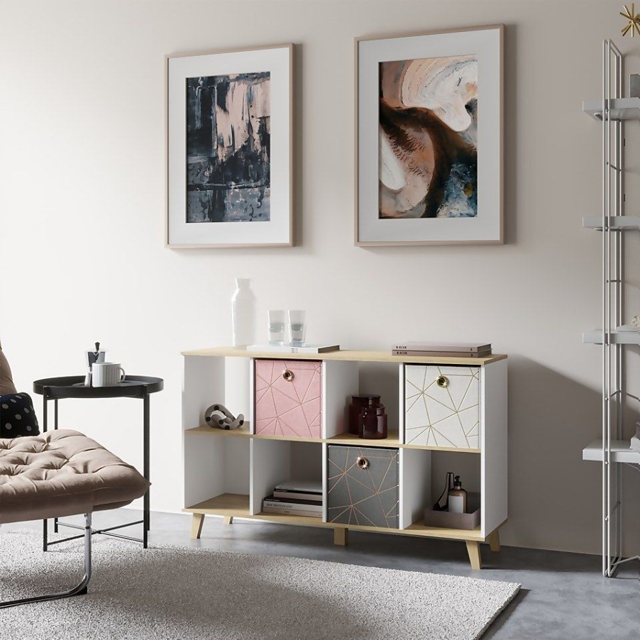 Homebase Cube Storage | Clever Cube Velvet Geometric Insert - Pink & Rose Gold