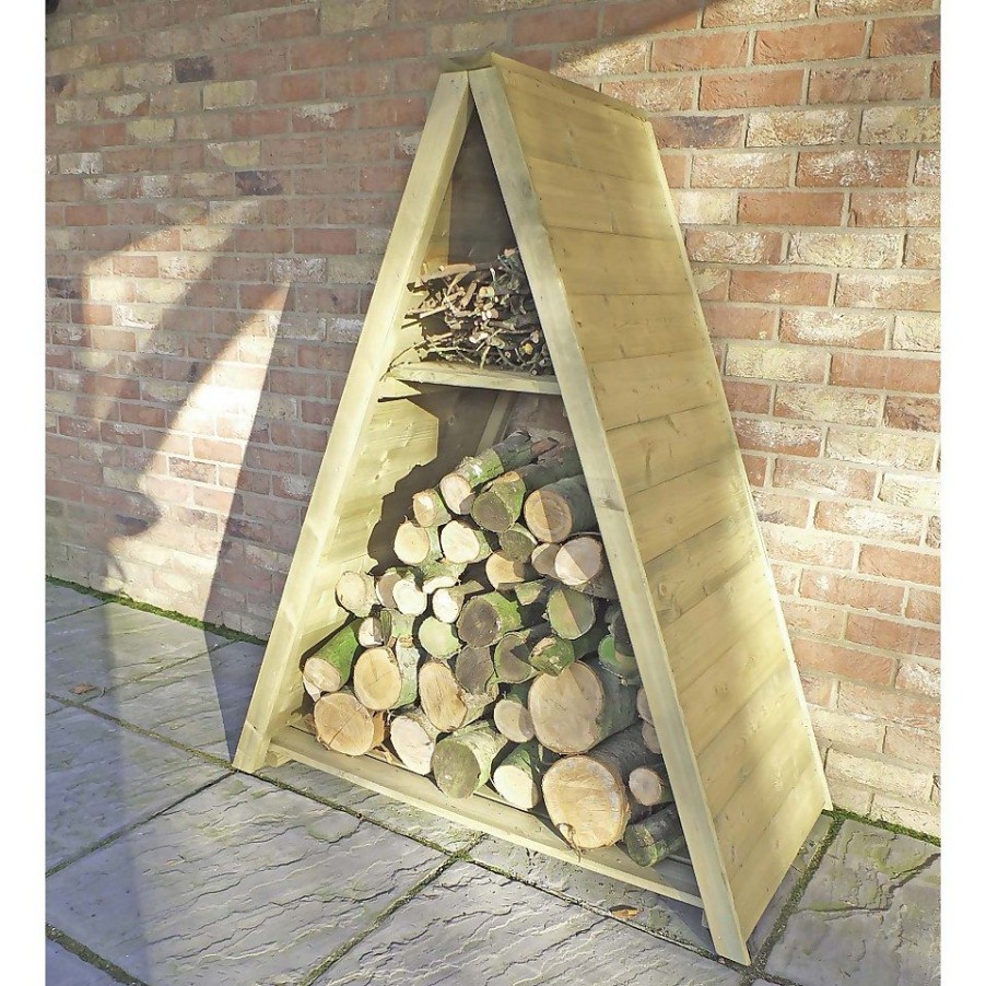 Homebase Garden Storage | Shire Large Triangular Log Store Tongue And Groove