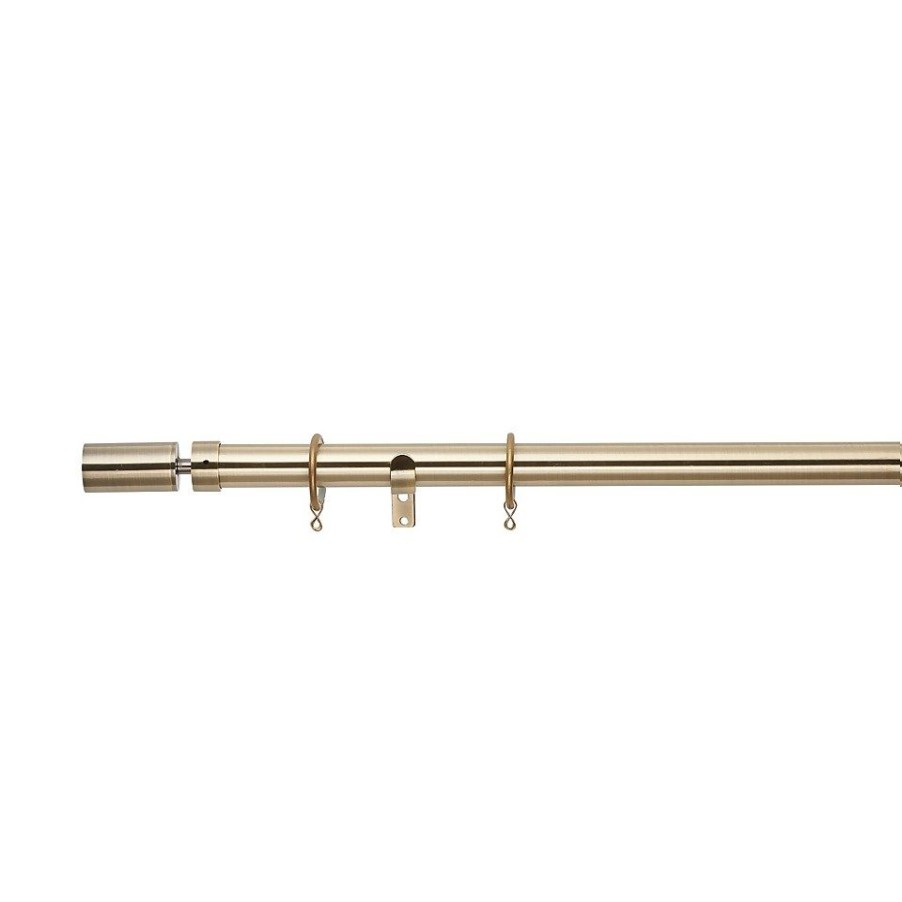 Homebase Curtain Poles & Tracks | Antique Brass Extendable Curtain Pole With Barrel Finial - 170-300Cm (Dia 25/28Mm)