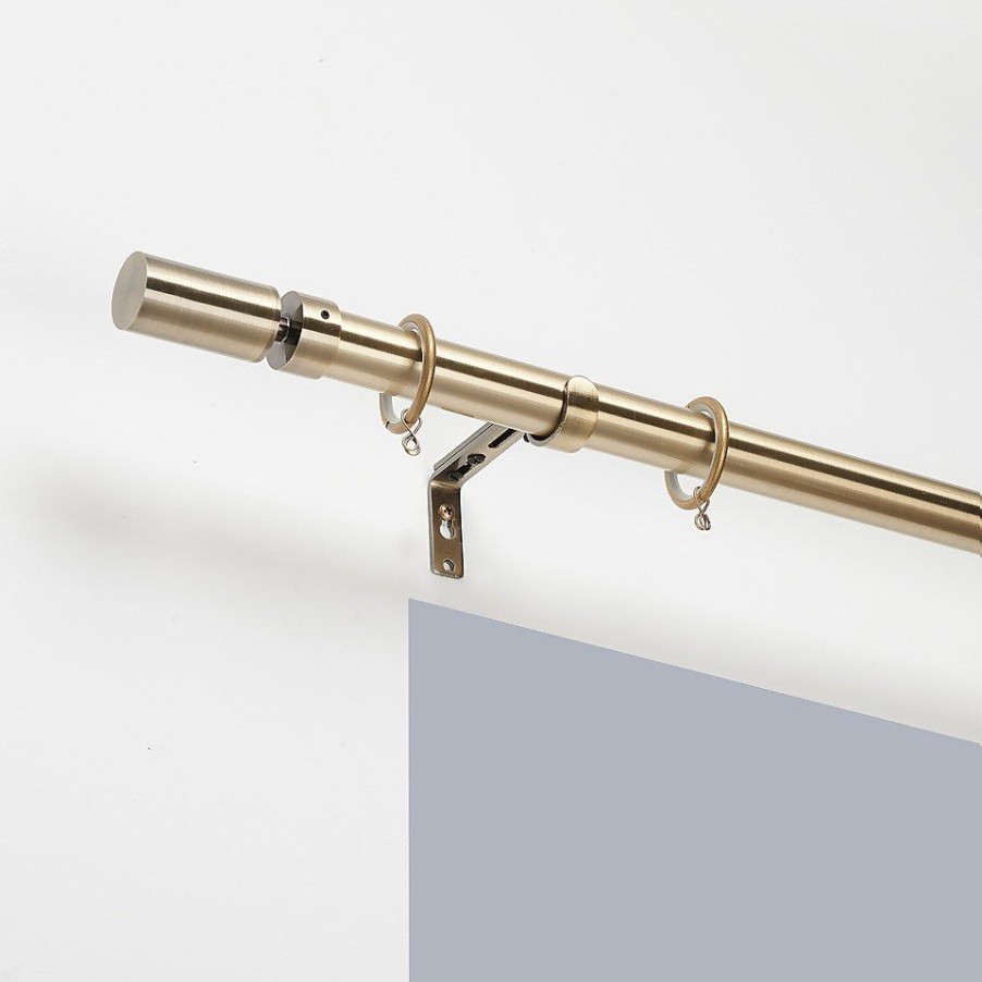 Homebase Curtain Poles & Tracks | Antique Brass Extendable Curtain Pole With Barrel Finial - 170-300Cm (Dia 25/28Mm)