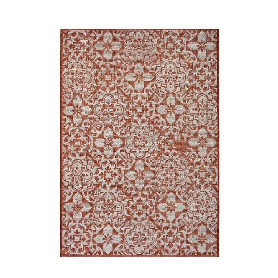 Homebase Rugs | Indoor Outdoor Tile Rug - Terracotta - 100X150Cm