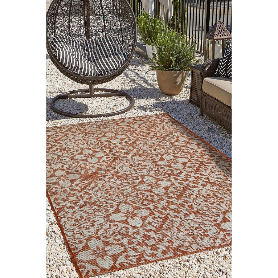 Homebase Rugs | Indoor Outdoor Tile Rug - Terracotta - 100X150Cm