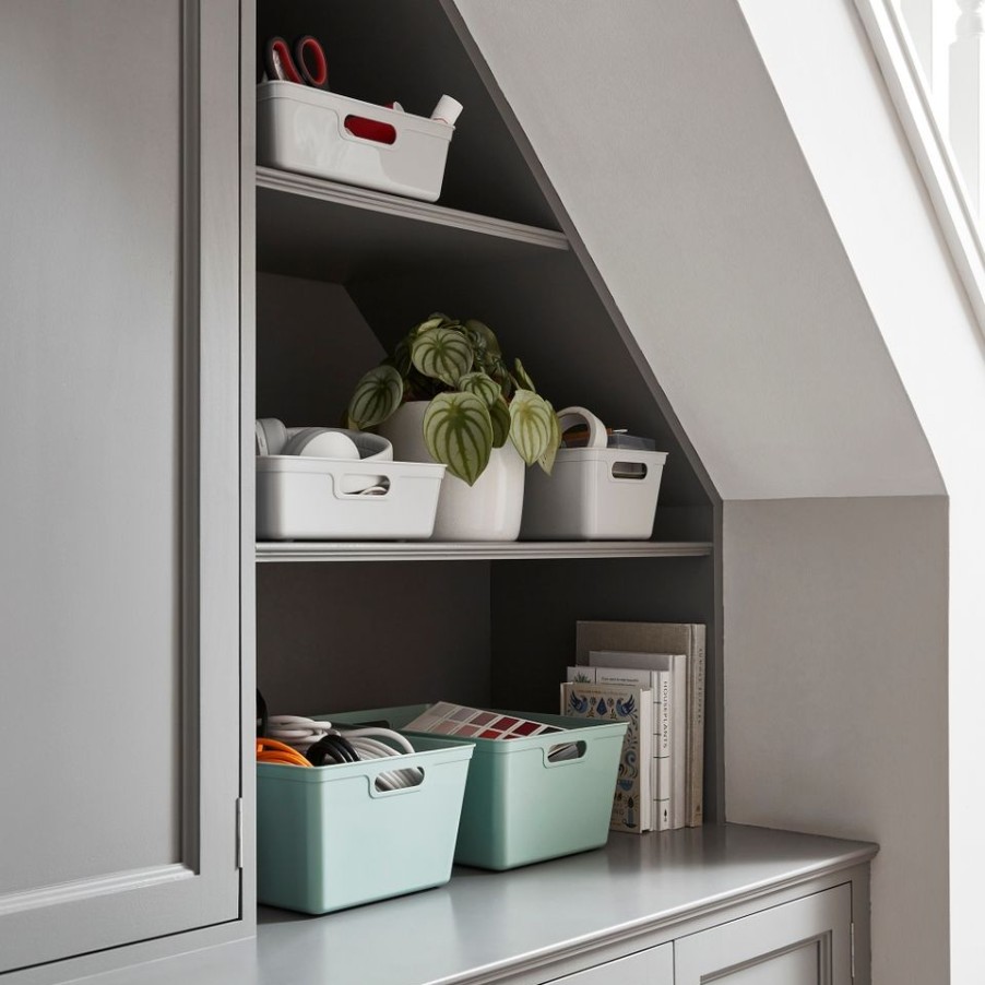 Homebase Storage Containers | Large Plastic Storage Tray - Sage Green - 11L