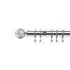 Homebase Curtain Poles & Tracks | Satin Steel Metal Curtain Pole With Crystal Ball Finial - 300Cm (Dia 28Mm)