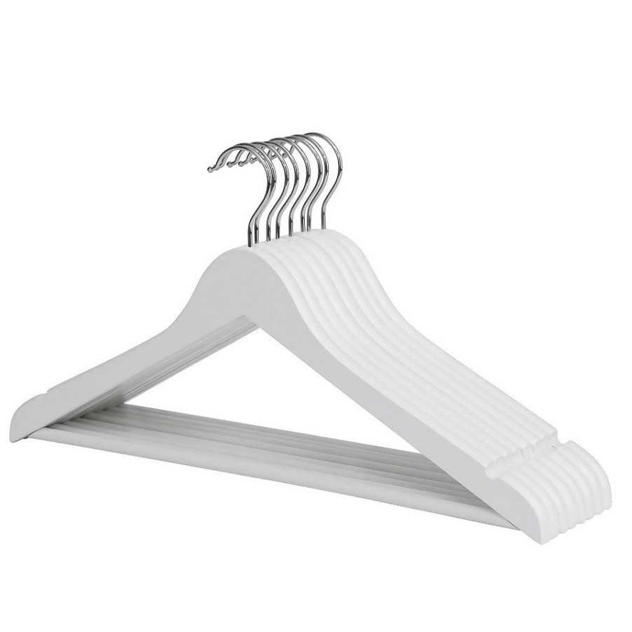 Homebase Clothes Storage | White Wooden Hangers - 8 Pack