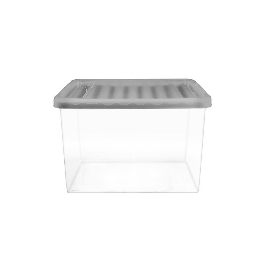 Homebase Storage Containers | 17L Storage Box With Clear Base And Grey Lid