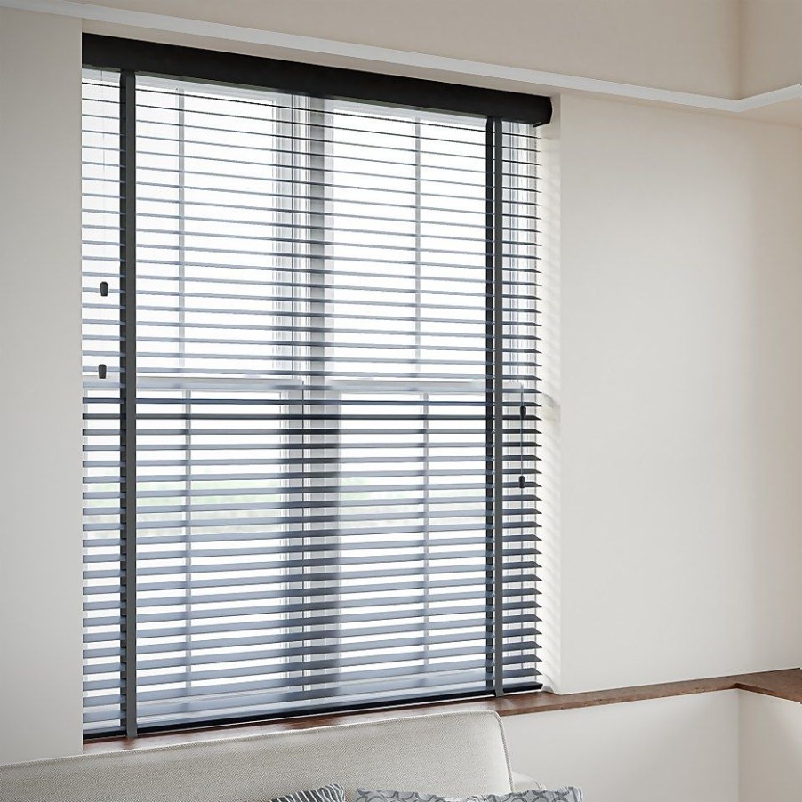 Homebase Storage & Home Deals | Charcoal 50Mm Faux Wood Venetian Blind - 120X160Cm