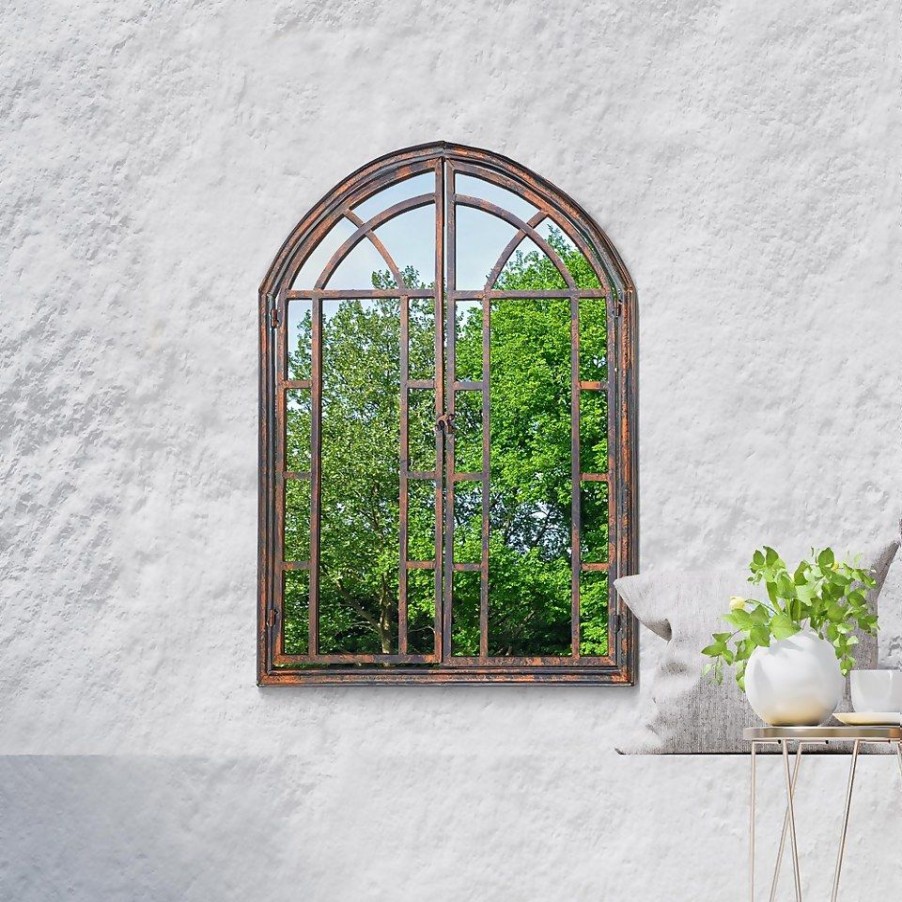 Homebase Mirrors | Mirroroutlet Metal Arched Decorative Window Opening Garden Mirror - 78X61Cm