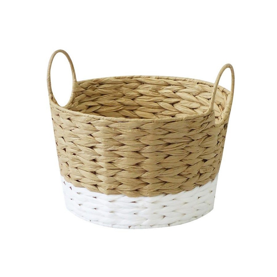 Homebase Storage Containers | Round Natural White Paper Basket