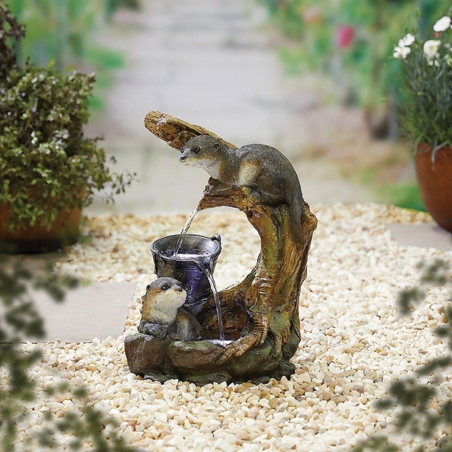 Homebase Water Features | Stylish Fountain Otters Element Water Feature With Leds