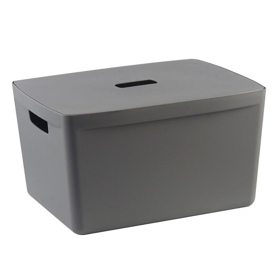 Homebase Storage Containers | Inabox Home Storage Box & Lid - 28L - Grey