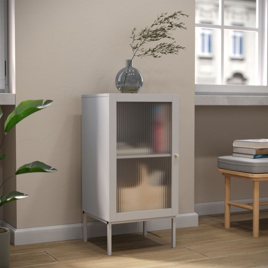 Homebase Office Furniture | Cullen Rib Door Storage Unit - Dove Grey