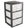 Homebase Storage Containers | Mobile Tower Unit With 3 Large Drawers - Volcanic Ash With Frosted Drawers