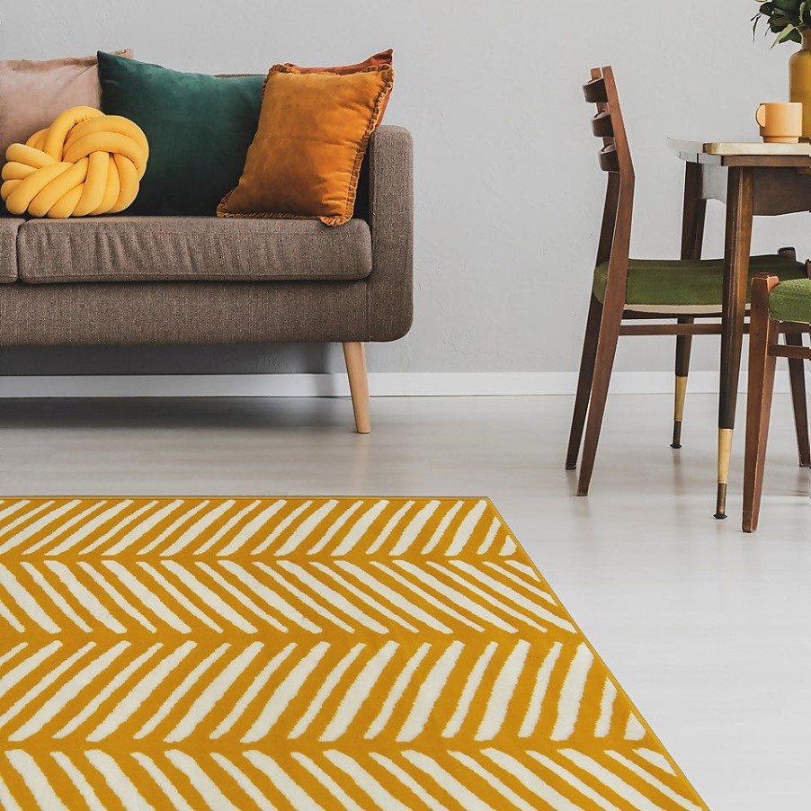 Homebase Rugs | Herringbone Rug - Ochre - 160X230Cm