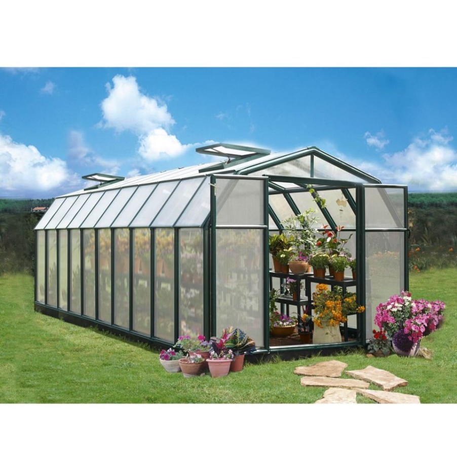 Homebase Greenhouses | Palram 8 X 20Ft Canopia Hobby Gardener Greenhouse - Green