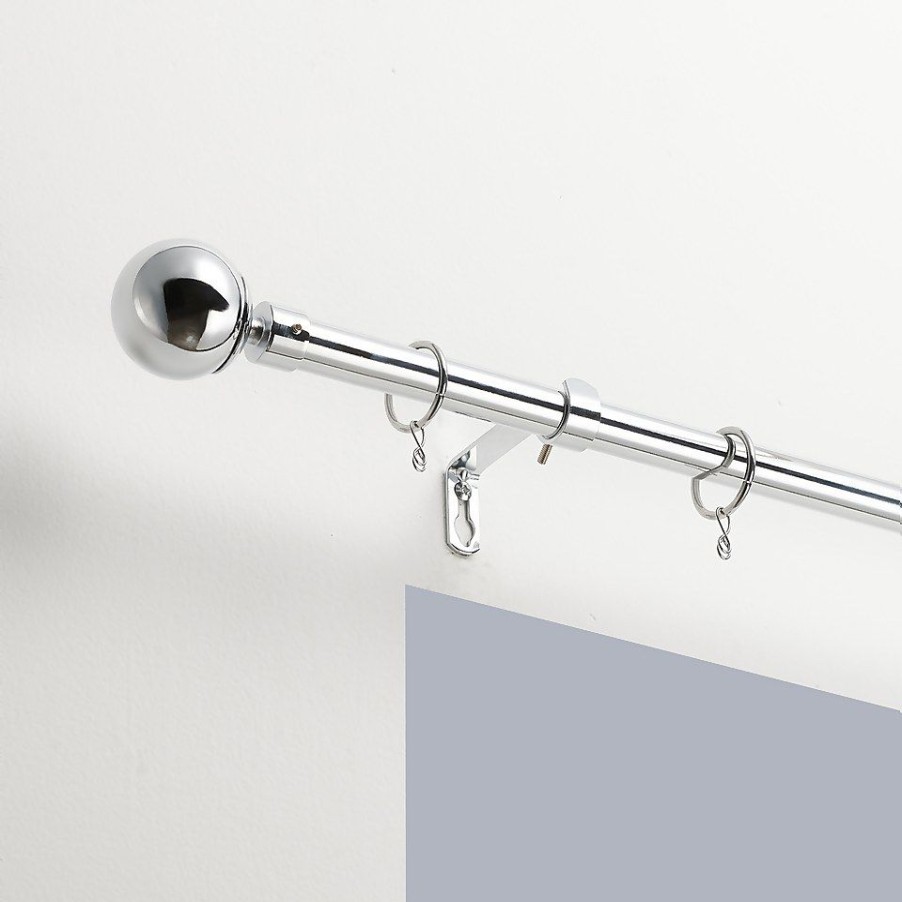 Homebase Curtain Poles & Tracks | Chrome Extendable Curtain Pole With Ball Finial- 170-300Cm (Dia 16/19Mm)