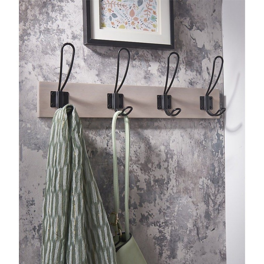 Homebase Hallway Furniture | 4 Black Wire Hook On Light Grey Ash Board