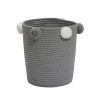 Homebase Storage Containers | Round Cotton Rope Grey Pom Pom Basket