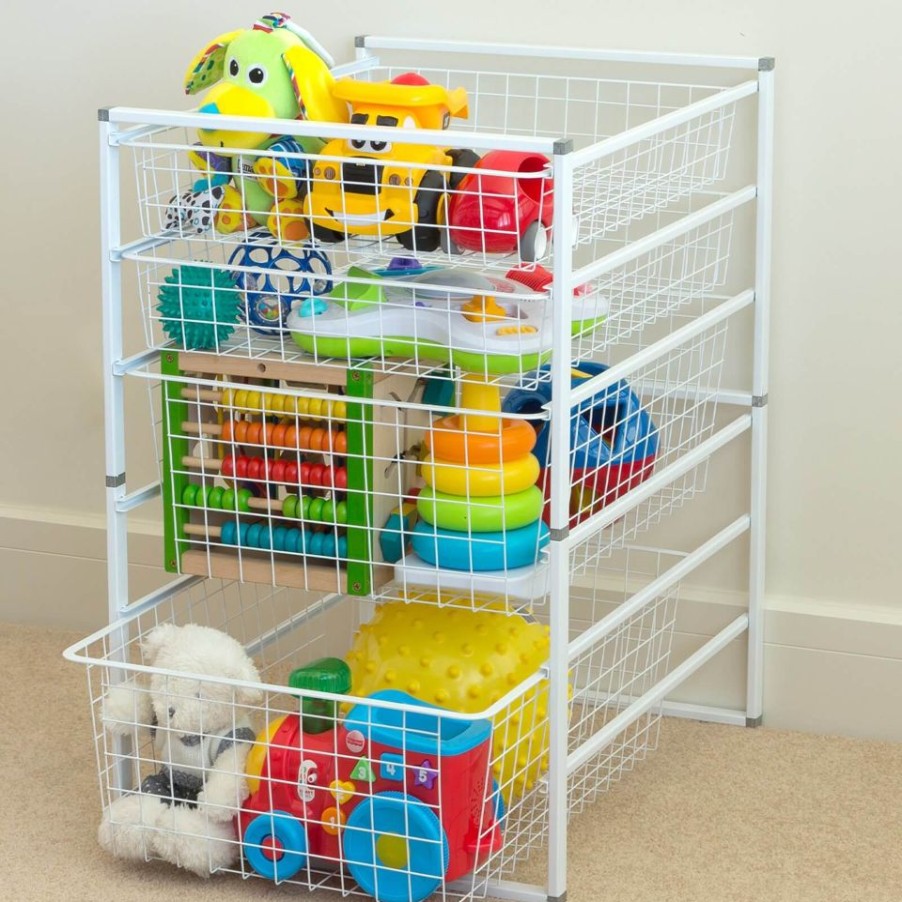 Homebase Storage Containers | Wire 2 Runner Basket - White - 185Mm