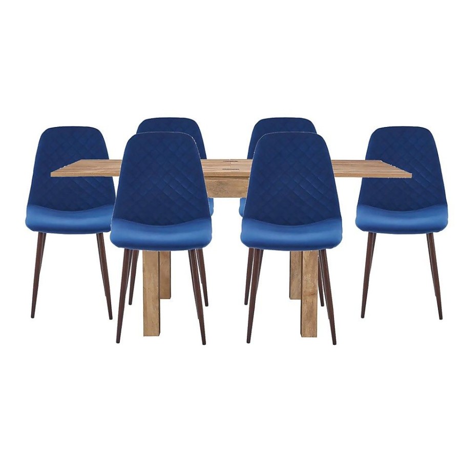 Homebase Dining Room Furniture | Kubu Extending Dining Table And 6 Perth Chairs - Navy