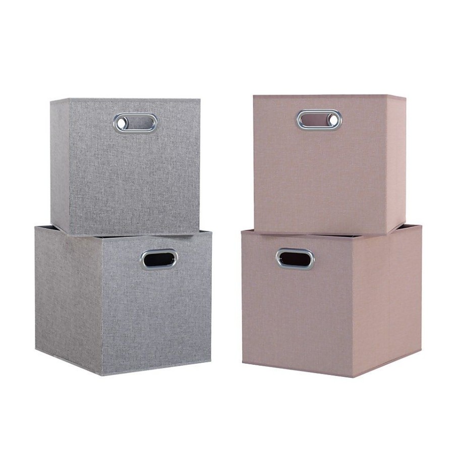 Homebase Cube Storage | Clever Cube Inserts - Set Of 4 - Silver & Blush