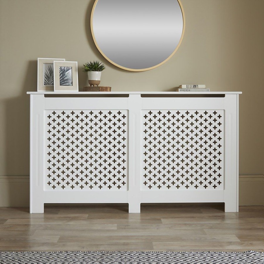 Homebase Hallway Furniture | Lloyd Pascal Radiator Cover With Classic Style In White - Large