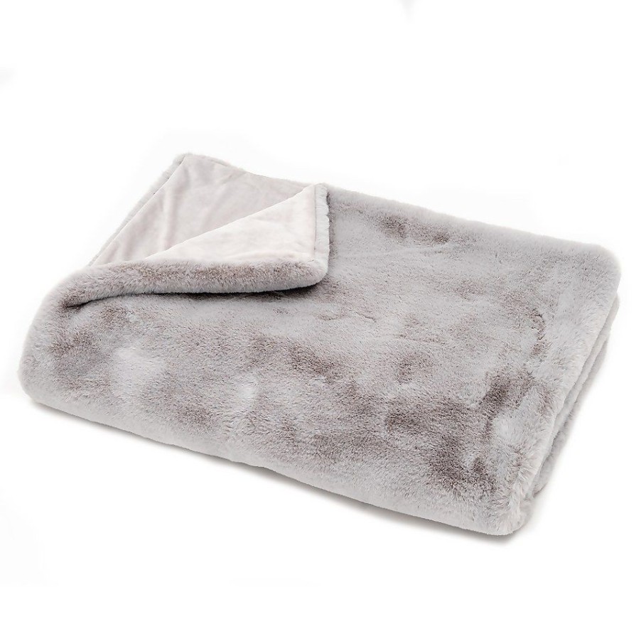 Homebase Bedspreads And Throws | Faux Fur Rabbit Throw - 125X160Cm - Vapour