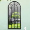 Homebase Mirrors | Mirroroutlet Somerley Lotus Arch Antique Black Large Garden Mirror - 140X65Cm