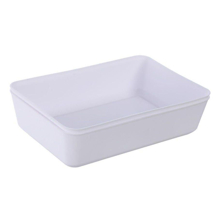 Homebase Storage Containers | Ezy Storage Utile Organisers Large Storage Tray - Pack Of 2 - White