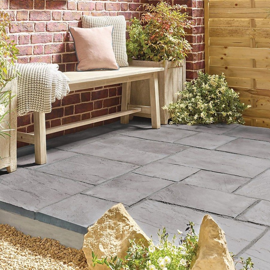 Homebase Paving Stones & Slabs | Stylish Stone Chantry Paving 300 X 300Mm Graphite - Full Pack Of 56 Slabs