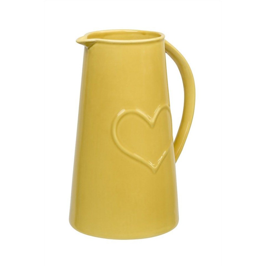 Homebase Ornaments & Vases | Ceramic Jug With Embossed Heart - Ochre