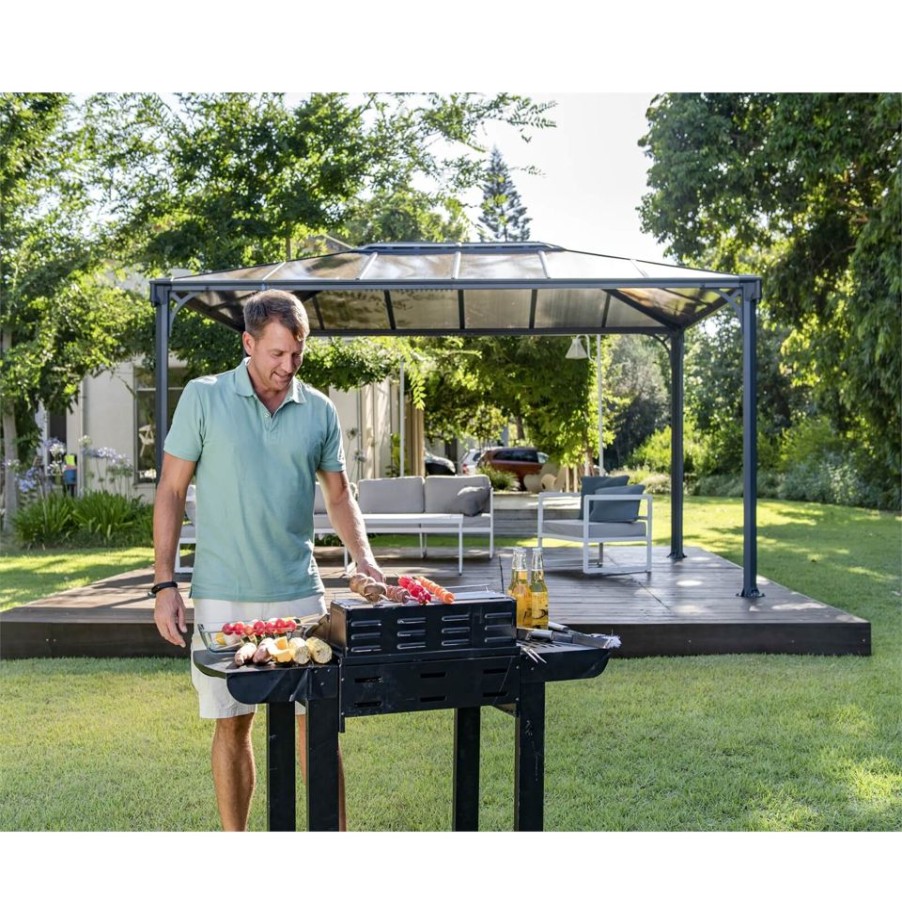 Homebase Gazebos & Marquees | Palram - Canopia Martinique 4300 Garden Gazebo Grey Bronze