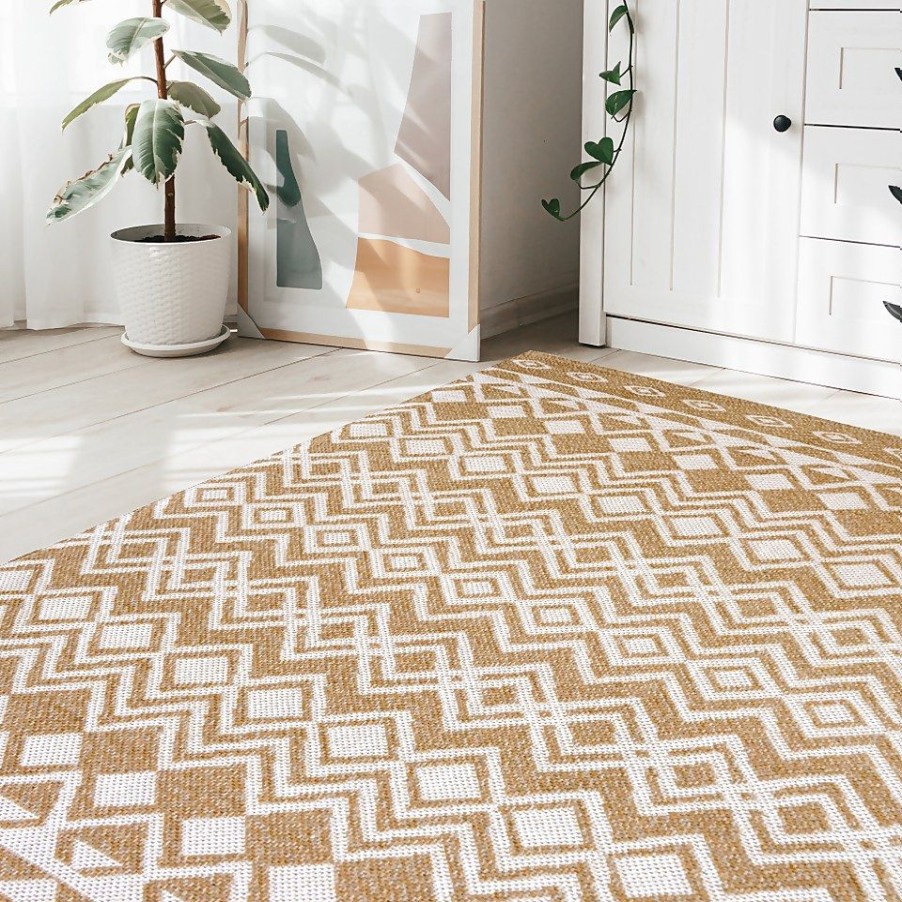 Homebase Rugs | Recycled Cotton Tribal Rug - Ochre - 160X230Cm